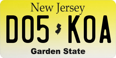 NJ license plate D05KOA