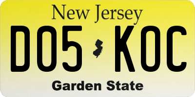 NJ license plate D05KOC