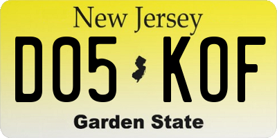 NJ license plate D05KOF
