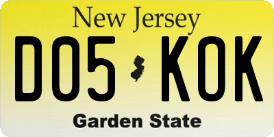 NJ license plate D05KOK