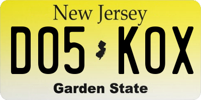 NJ license plate D05KOX