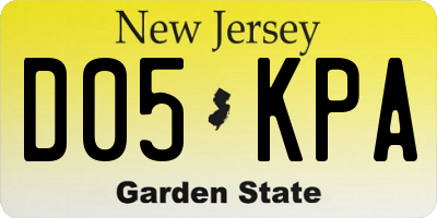 NJ license plate D05KPA