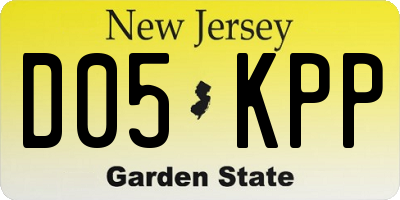 NJ license plate D05KPP
