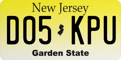 NJ license plate D05KPU