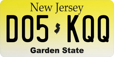 NJ license plate D05KQQ