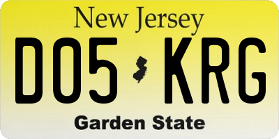 NJ license plate D05KRG