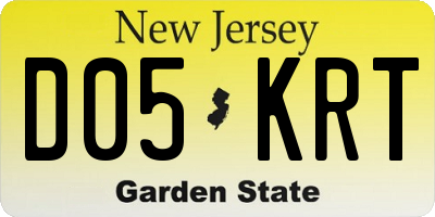 NJ license plate D05KRT