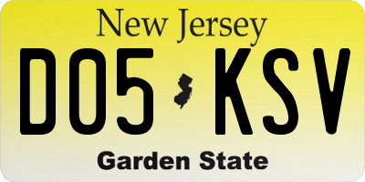 NJ license plate D05KSV