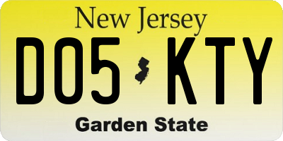 NJ license plate D05KTY