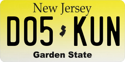 NJ license plate D05KUN
