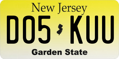 NJ license plate D05KUU