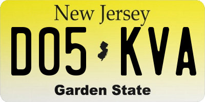 NJ license plate D05KVA