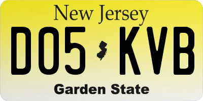 NJ license plate D05KVB