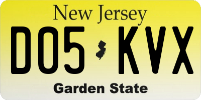 NJ license plate D05KVX