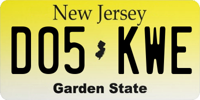 NJ license plate D05KWE