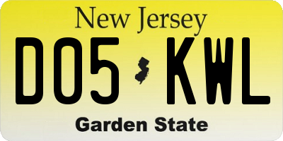 NJ license plate D05KWL