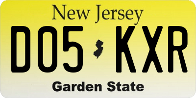 NJ license plate D05KXR