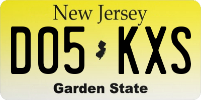 NJ license plate D05KXS