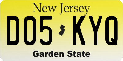 NJ license plate D05KYQ