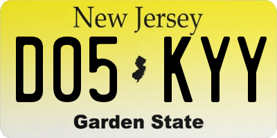 NJ license plate D05KYY