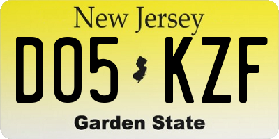 NJ license plate D05KZF