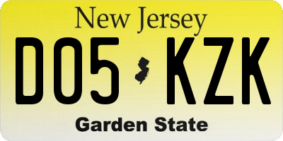 NJ license plate D05KZK