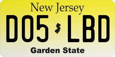 NJ license plate D05LBD