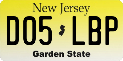 NJ license plate D05LBP