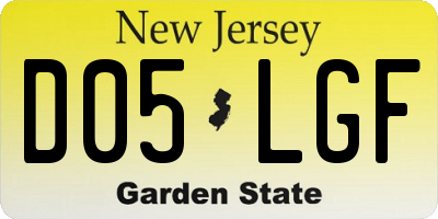 NJ license plate D05LGF