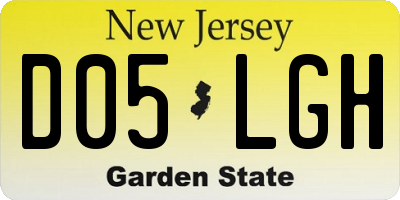 NJ license plate D05LGH