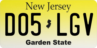 NJ license plate D05LGV
