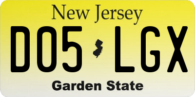 NJ license plate D05LGX