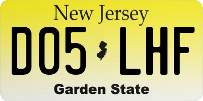 NJ license plate D05LHF