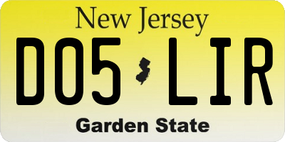 NJ license plate D05LIR