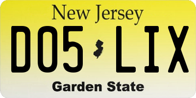 NJ license plate D05LIX