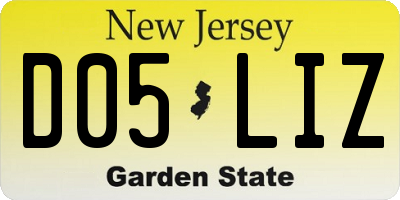 NJ license plate D05LIZ