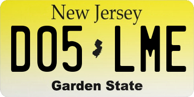 NJ license plate D05LME