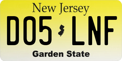 NJ license plate D05LNF