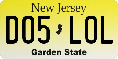 NJ license plate D05LOL