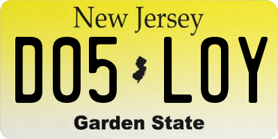 NJ license plate D05LOY