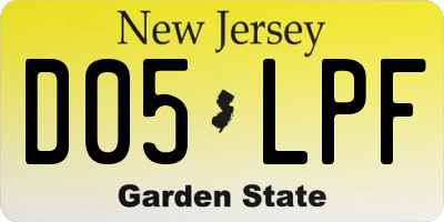 NJ license plate D05LPF