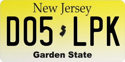 NJ license plate D05LPK