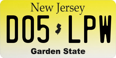 NJ license plate D05LPW