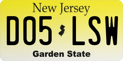 NJ license plate D05LSW