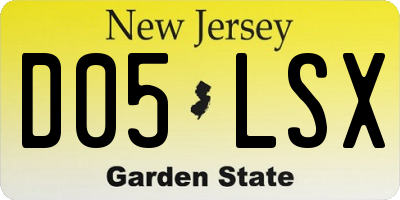 NJ license plate D05LSX