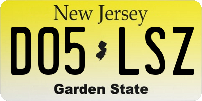 NJ license plate D05LSZ