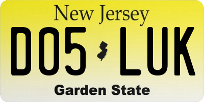 NJ license plate D05LUK