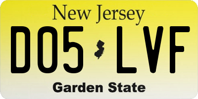 NJ license plate D05LVF