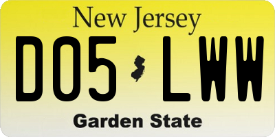 NJ license plate D05LWW