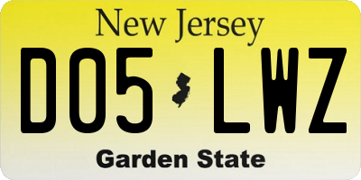 NJ license plate D05LWZ